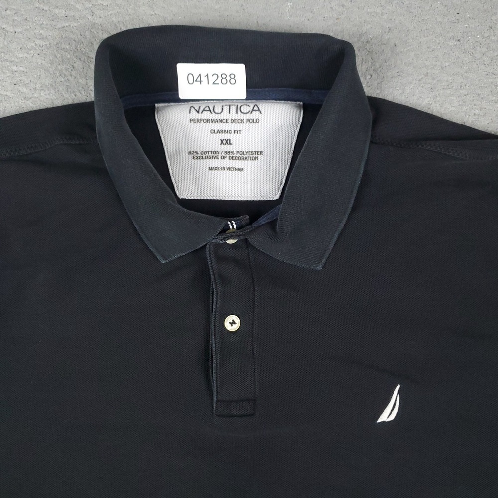 Nautica Polo Shirt Mens 2XL Black Casual Short Sleeve Adult * - Picture 2 of 8